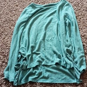 L (10-12) girls, Wonder Nation, teal, ruffled side sweater